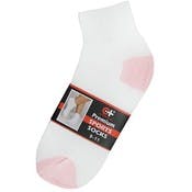Cotton Plus Women's Ankle Socks - White w/Pink, 9-11, 3 Pack