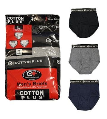 Cotton Plus Men's Briefs - Assorted, Large, 3 Pack