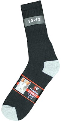Cotton Plus Sports Socks - Black w/Grey, 10-13, 3 Pack