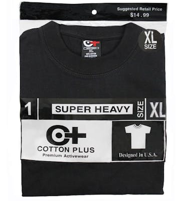 Cotton Plus Crew Neck T-Shirt - Black, 3X