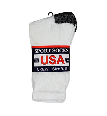 Adult Irregular Crew Socks - White w/Black, 10-13, 3 Pack