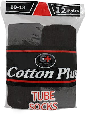 Cotton Plus Men's Chocolate Tube Socks - Size 10-13