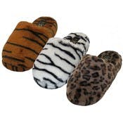 Women's Plush Slippers - Animal Prints, Size S-XL