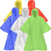 Adult Rain Ponchos - 5 Colors, Disposable