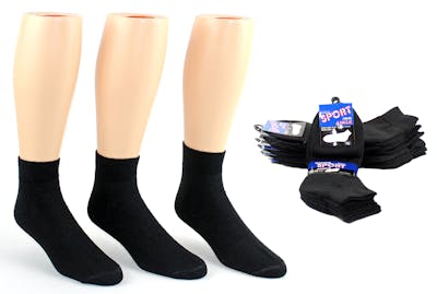Men's Ankle Socks - Black, Size 10-13