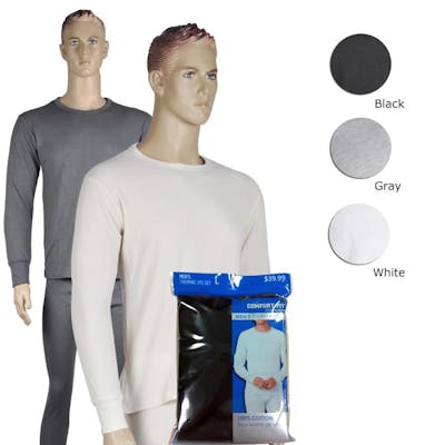 Men's Thermal Underwear Sets - White Only, Medium