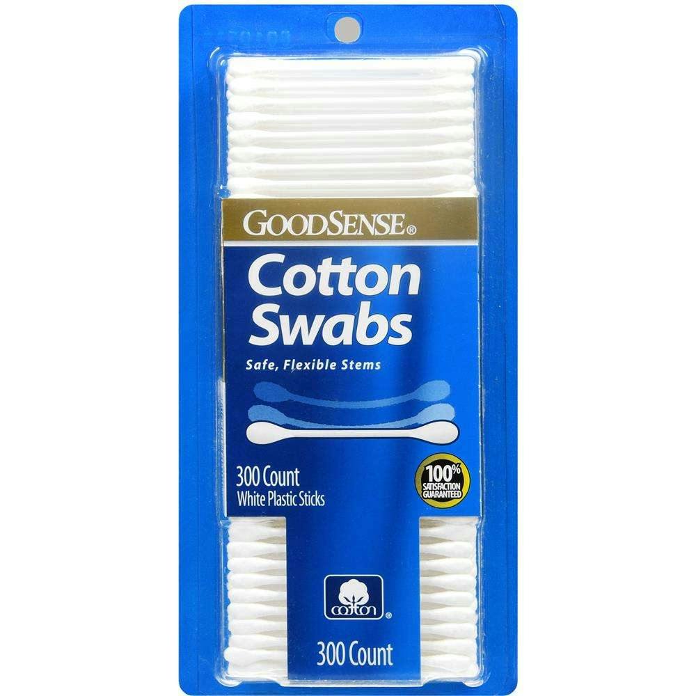 Cotton Swabs - 300 Count, Flexible Plastic Stems