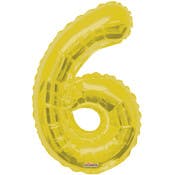 34" Mylar Number 6 Balloons - Gold