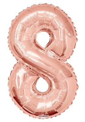 34" Mylar Number 8 Balloons - Rose Gold