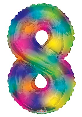 34" Mylar Number 8 Balloons - Rainbow
