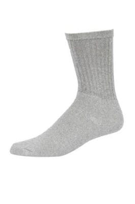 Cotton Crew Sport Socks - Grey, 9-11, Stretch Knit