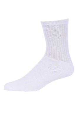 Cotton Crew Socks - White, 9-11Stretch Knit