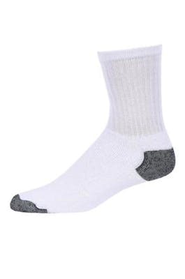 Cotton Crew Socks - White, 9-11, Reinforced