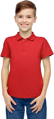 Boys' Uniform Polo Shirts - Red, Short Sleeve, Size 8 - 14