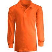 Boys' Uniform Polo Shirts - Sizes 16 - 20, Orange, Long Sleeve