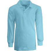 Boys' Uniform Polo Shirts - Sizes Light Blue, Size 8 - 14, Long Sleeve