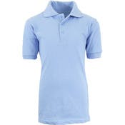 Boys' Uniform Polo Shirts - Light Blue, Short Sleeve, Size 20