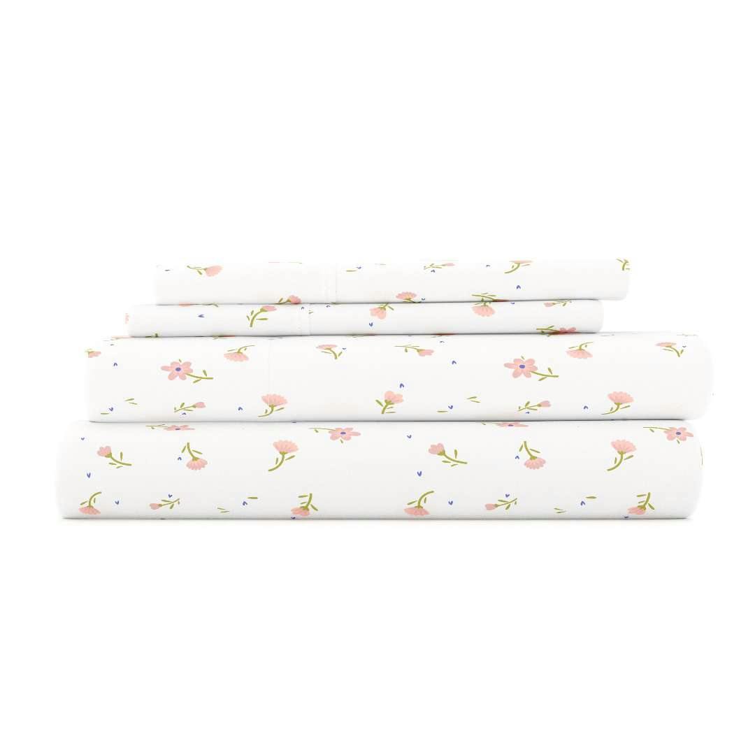 Premium Sheet Sets - Floral Pink, Queen, 4 Piece