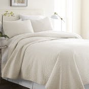 Premium Quilted Coverlet Sets - Ivory, King, 3 Piece