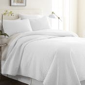 Premium Quilted Coverlet Sets - White, King, 3 Piece