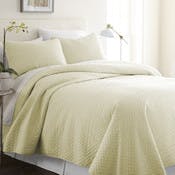 Premium Quilted Coverlet Sets - Yellow, King, 3 Piece