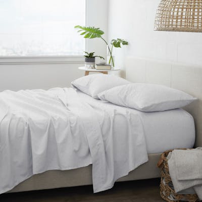 Flannel Bed Sheets - Solid White, Cali King, 4 Set