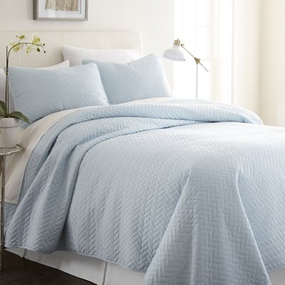 Premium Quilted Coverlet Sets - Pale Blue, King, 3 Piece
