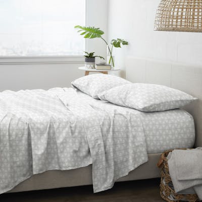 Premium Bed Sheets - Bouquet Grey, Cali King, 4 Set