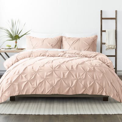 Pleated Duvet Cover Sets - Blush, King, 3 Piece