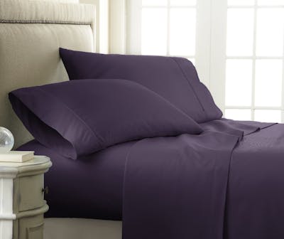 Premium Embossed Sheet Sets - Purple, Checker Design, Full, 4 Piece