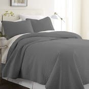Premium Quilted Coverlet Sets - Grey, King, 3 Piece