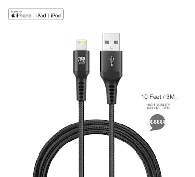 Lightning to USB Cable - Black, 10', Apple MFi Certified