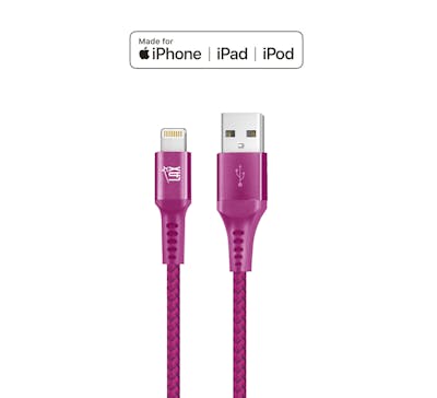 Apple MFi Certified Lightning USB Cable - Magenta, 10'