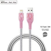 Apple-Certified Lightning USB Cable - Pink/Silver, 10'