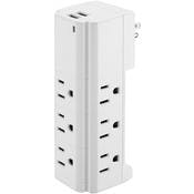 Tower Surge Protectors - 9 Outlets, 2 USB Ports, White