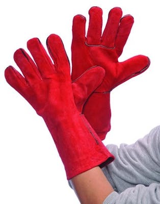 Red Leather Welding Gloves - Large