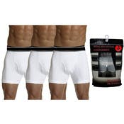 Men's Cotton Knit Boxer Briefs - White, Medium, 3 Pack