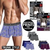 Men's Trunks - Large, Assorted Patterns, 3 Pack