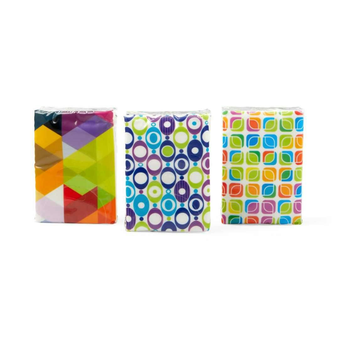 Facial Tissue Packs - 25 Sheets, 3 Designs, Travel Size