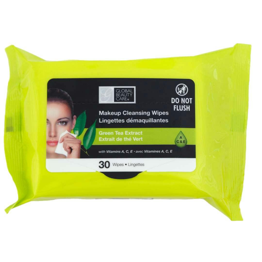 Facial Makeup Cleansing Wipes - Green Tea Extract, 30 Count