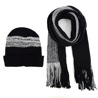 Men's Winter Sets - Black/White, Scarf and Hat
