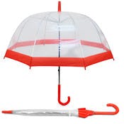 Transparent Bubble Umbrellas - Wind Resistant, Red, 40"