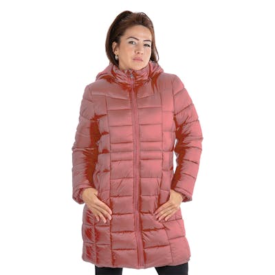 Women's 3/4 Puffer Jackets - S-XL, Pink, Detachable Hood