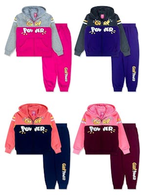 Girls' Sherpa-Lined "Girl Power" 2 Piece Sets - 4 Color Combos, Sizes 4-7