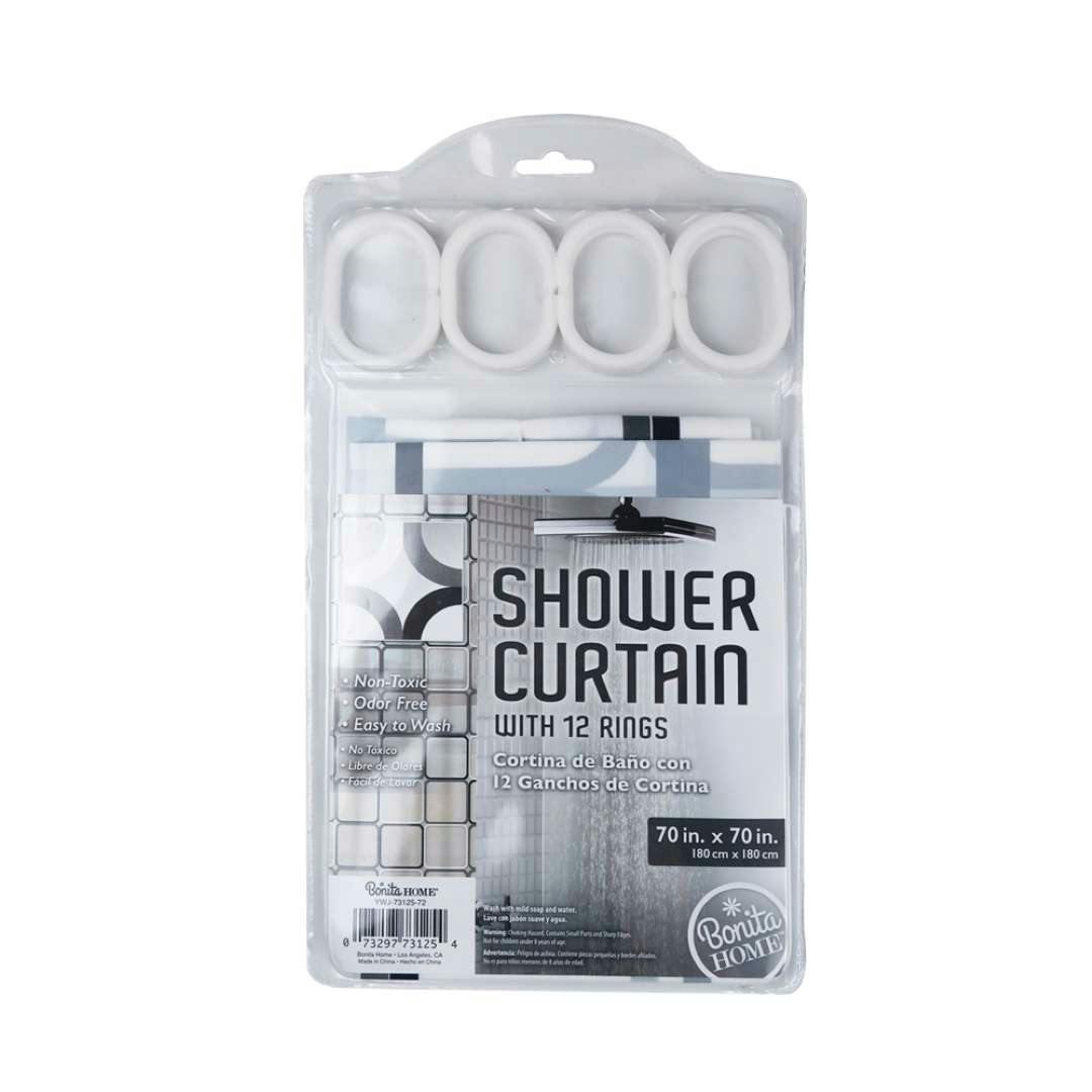 Shower Curtains - Black/Grey, 70" x 70"