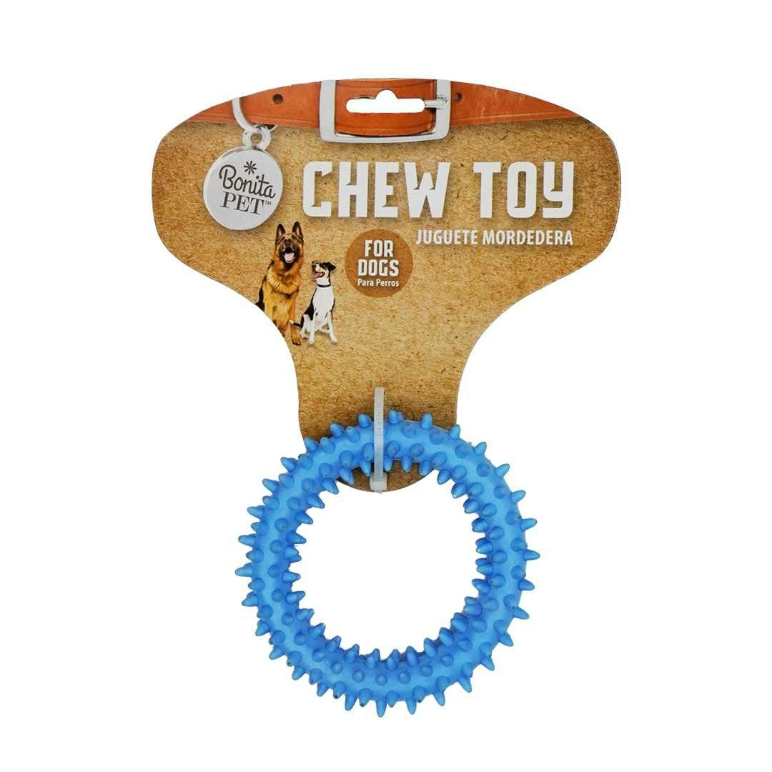 Spiky Ring Chew Toys - Blue, 3.5"