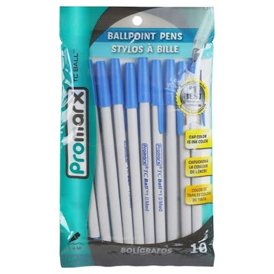 Ballpoint Stick Pens - Blue, 10 Count