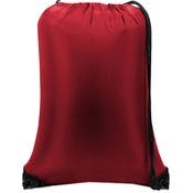 Nylon Drawstring Backpacks - Red, 18"