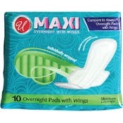Maxi Pads with Wings - Overnight, 10 Pack