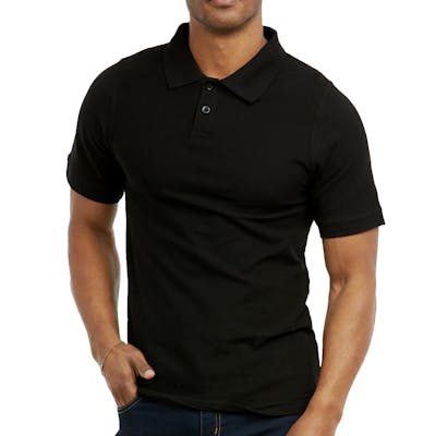Men's Slim Polo Uniform Shirts - XL, Black